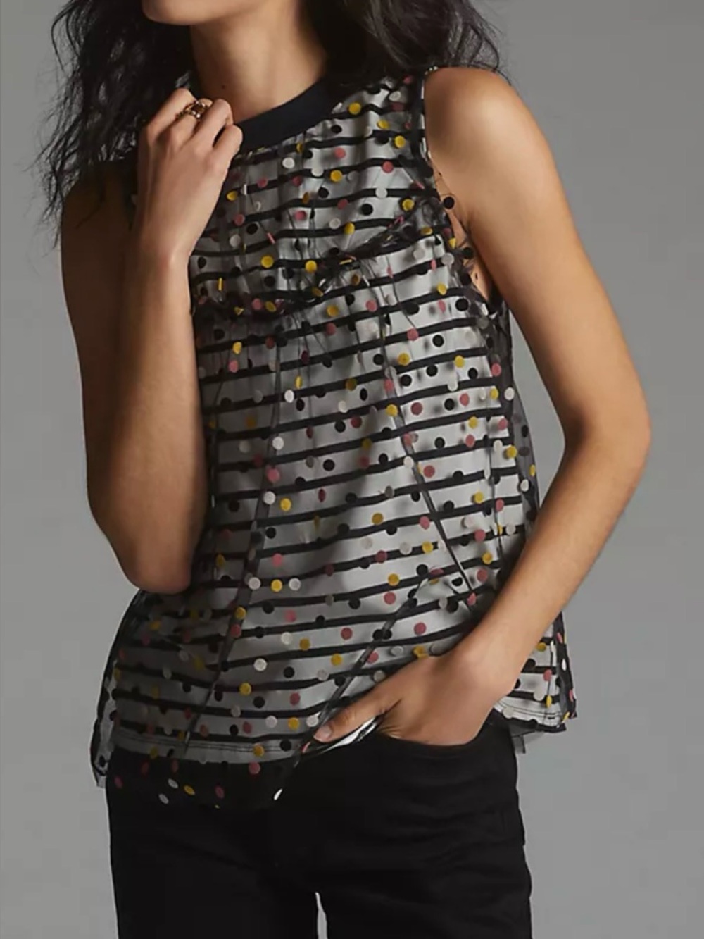 Maeve Contrast dotted top, medium